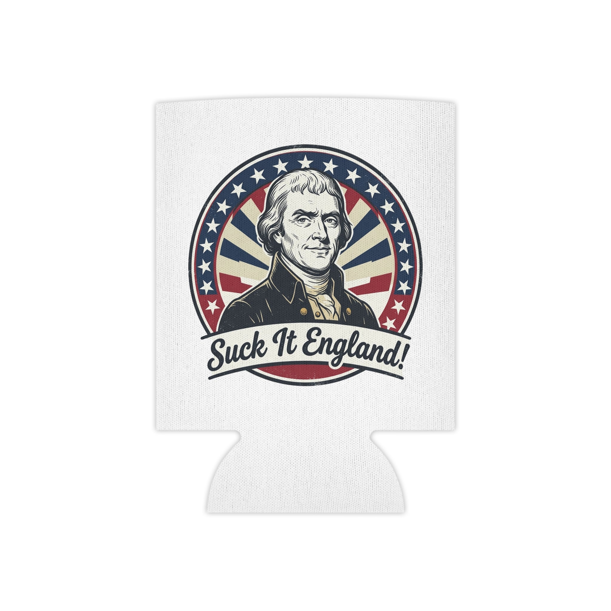 Can Cooler - Vintage Patriotic 'Suck It England!' Beer Can Koozie