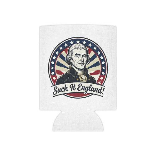 Can Cooler - Vintage Patriotic 'Suck It England!' Beer Can Koozie