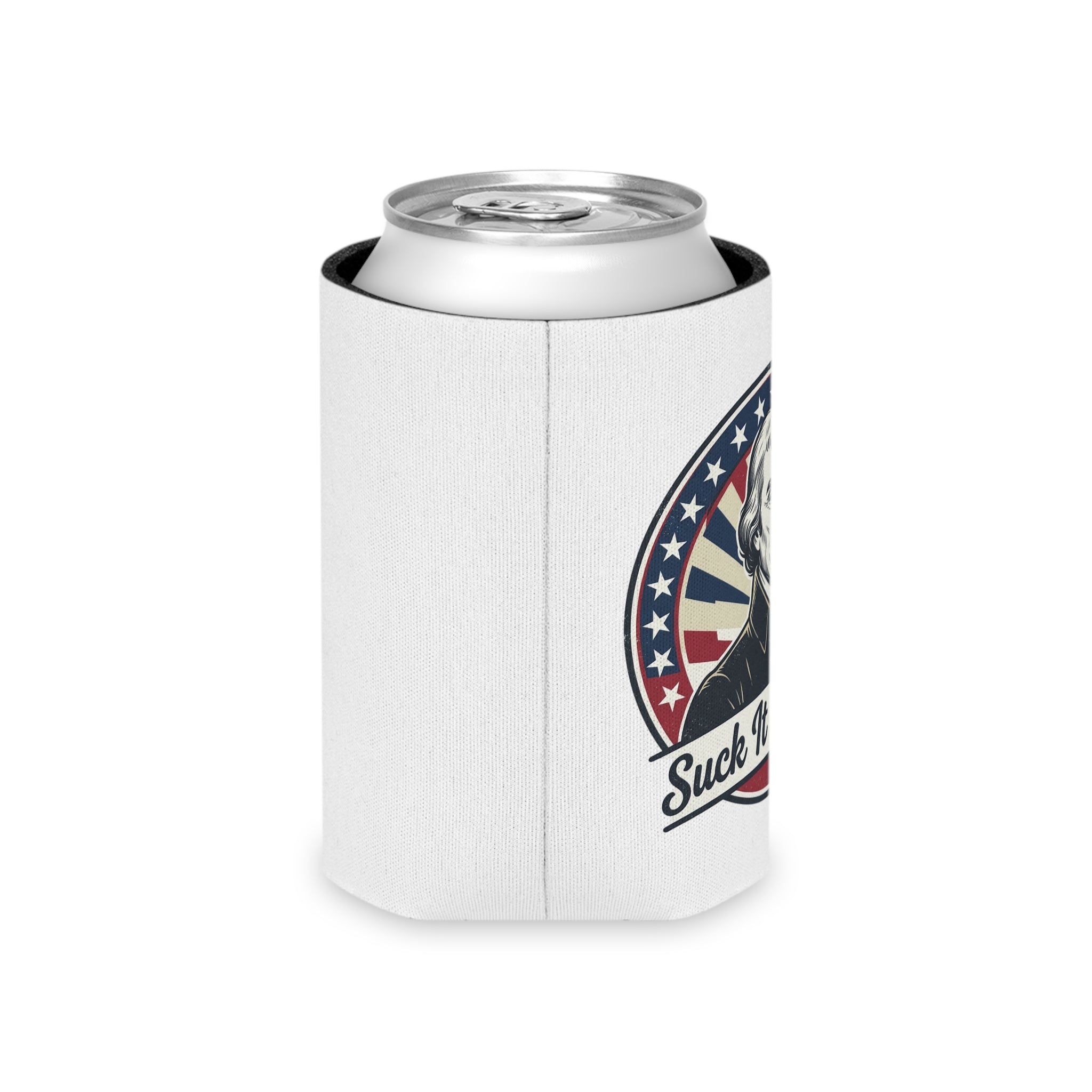 Can Cooler - Vintage Patriotic 'Suck It England!' Beer Can Koozie