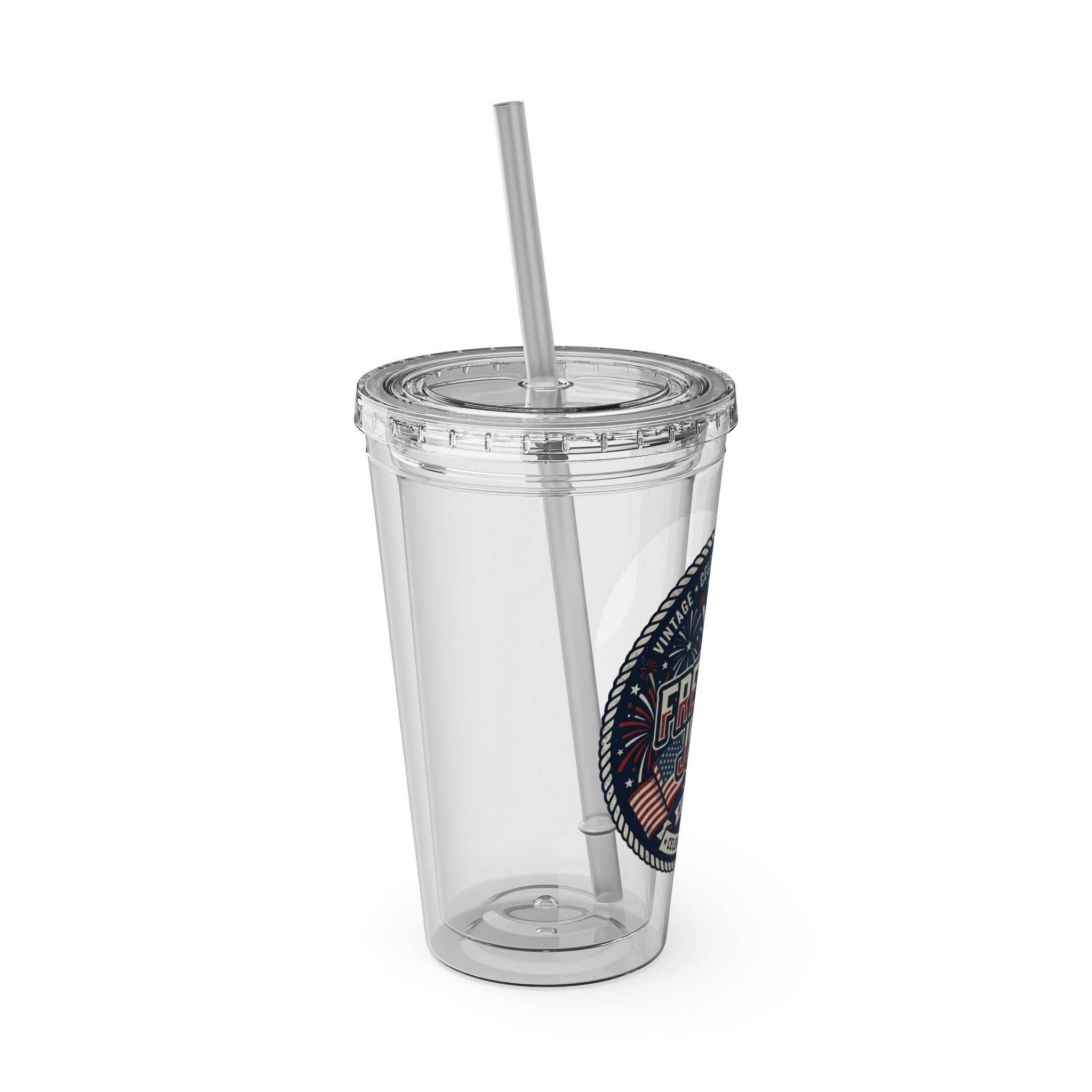 Freedom Juice 16oz Tumbler with Straw – Patriotic USA Celebration Drink Cup