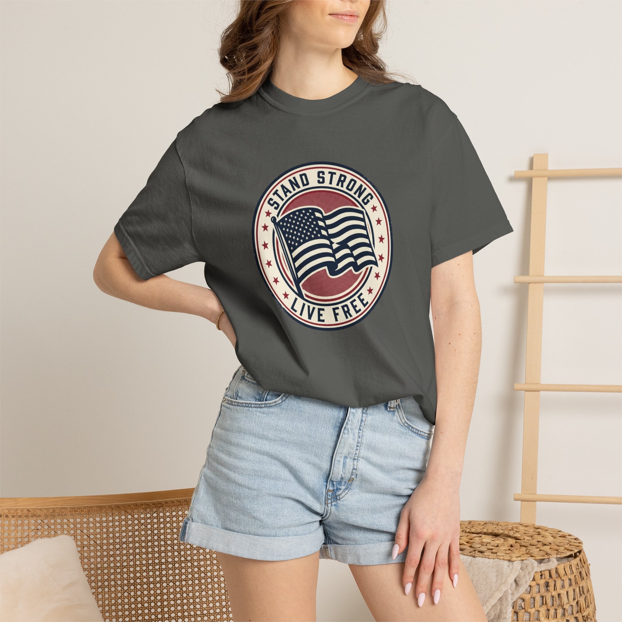 Patriotic "Stand Strong, Live Free" T-Shirt