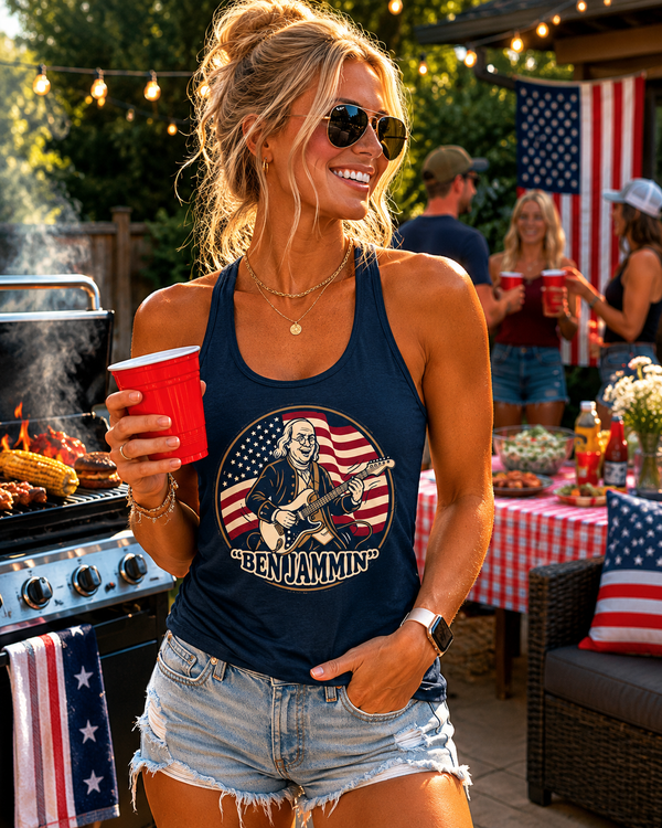 Patriotic "Ben Jammin" Tank Top - Women's Americana Music & Independence Day Tank
