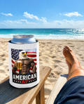 Can Cooler - "American AF" Bald Eagle Beer Koozie (Patriotic 4th of July Gift)