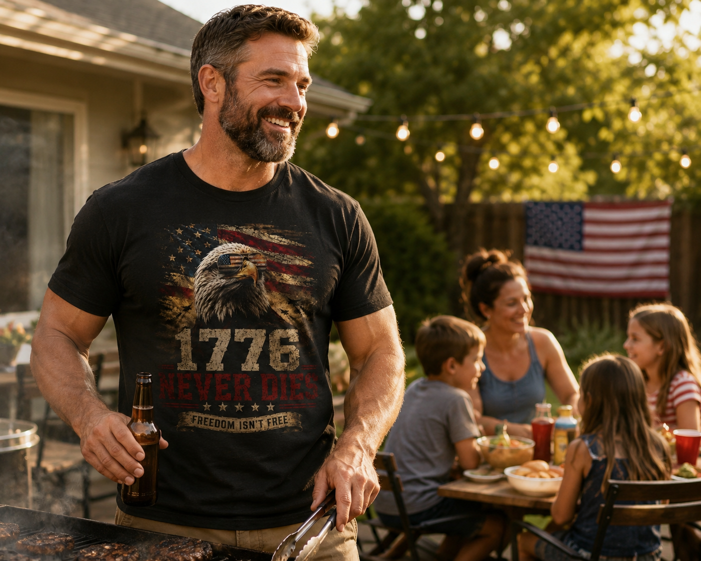 1776 Never Dies - Freedom Isn't Free - Next Level Fitted Tee