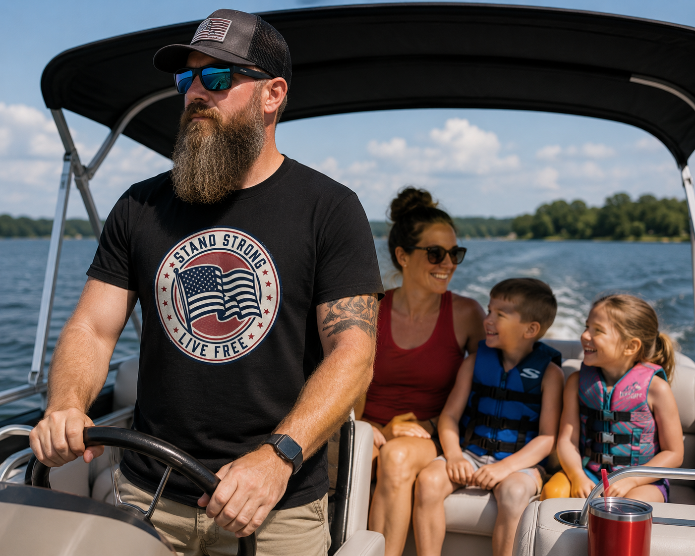 Patriotic "Stand Strong, Live Free" T-Shirt