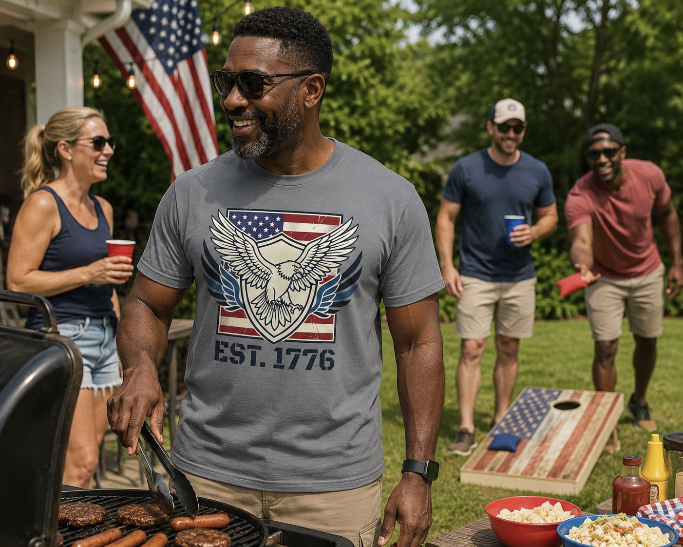 Patriotic Eagle T-Shirt – American Flag "EST. 1776" Vintage Graphic Tee
