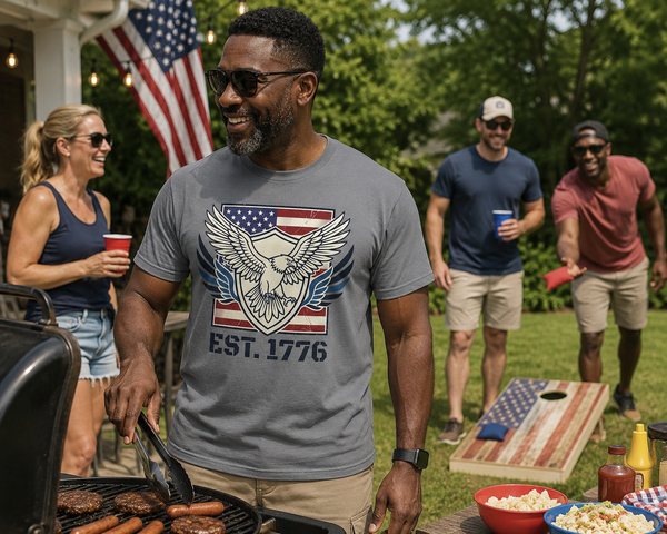Patriotic Eagle T-Shirt – American Flag "EST. 1776" Vintage Graphic Tee