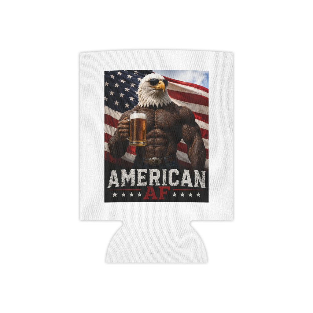 Can Cooler - "American AF" Bald Eagle Beer Koozie (Patriotic 4th of July Gift)