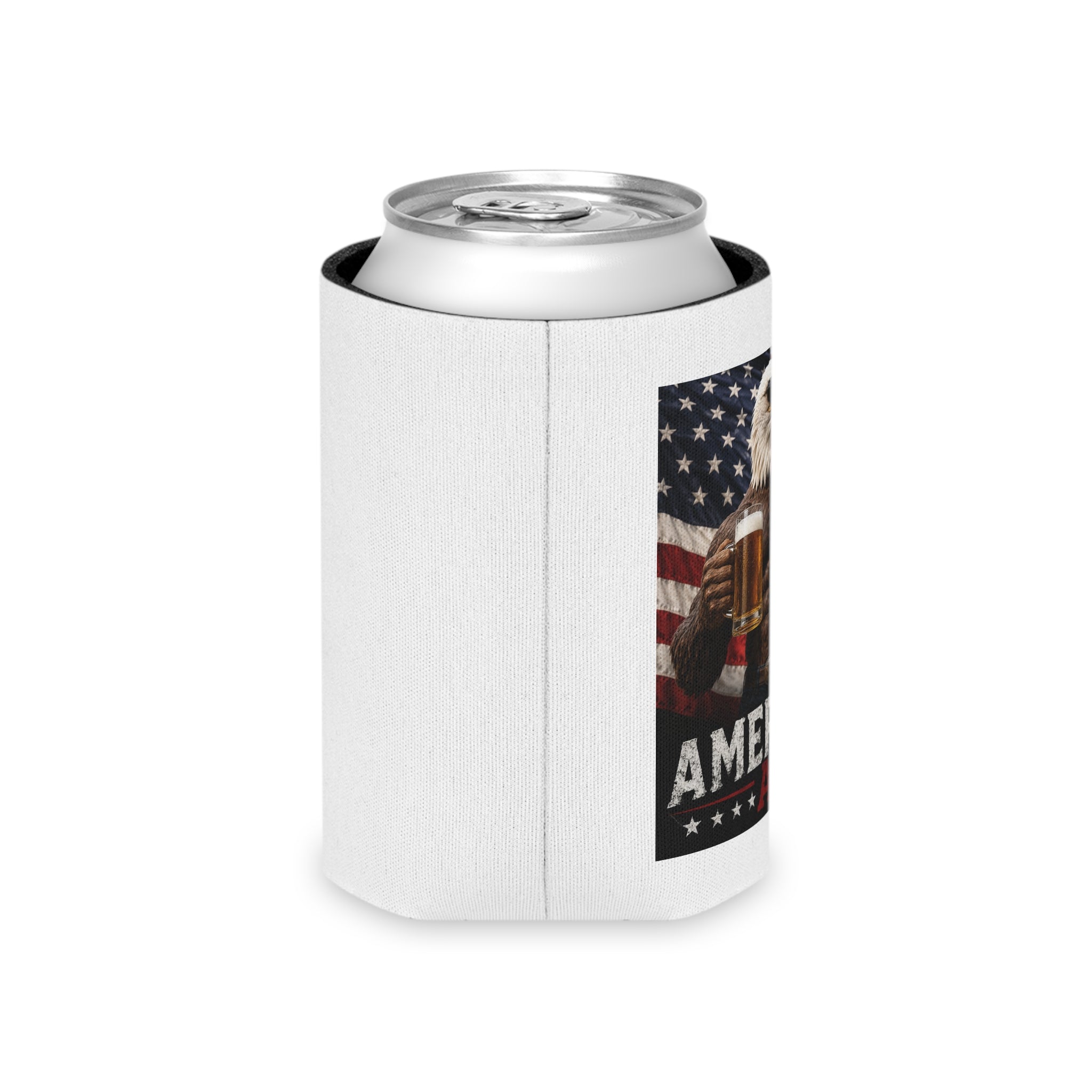 Can Cooler - "American AF" Bald Eagle Beer Koozie (Patriotic 4th of July Gift)