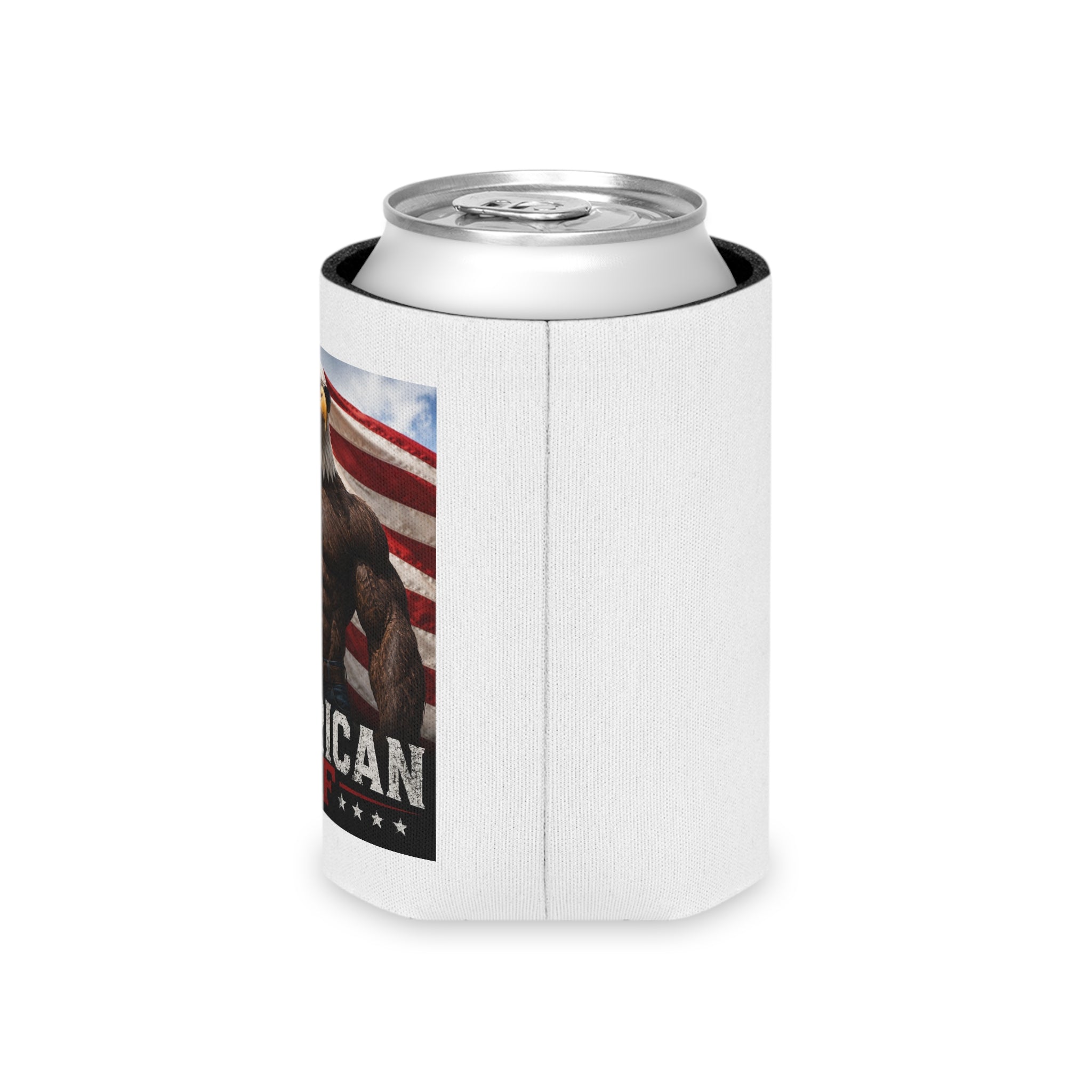 Can Cooler - "American AF" Bald Eagle Beer Koozie (Patriotic 4th of July Gift)