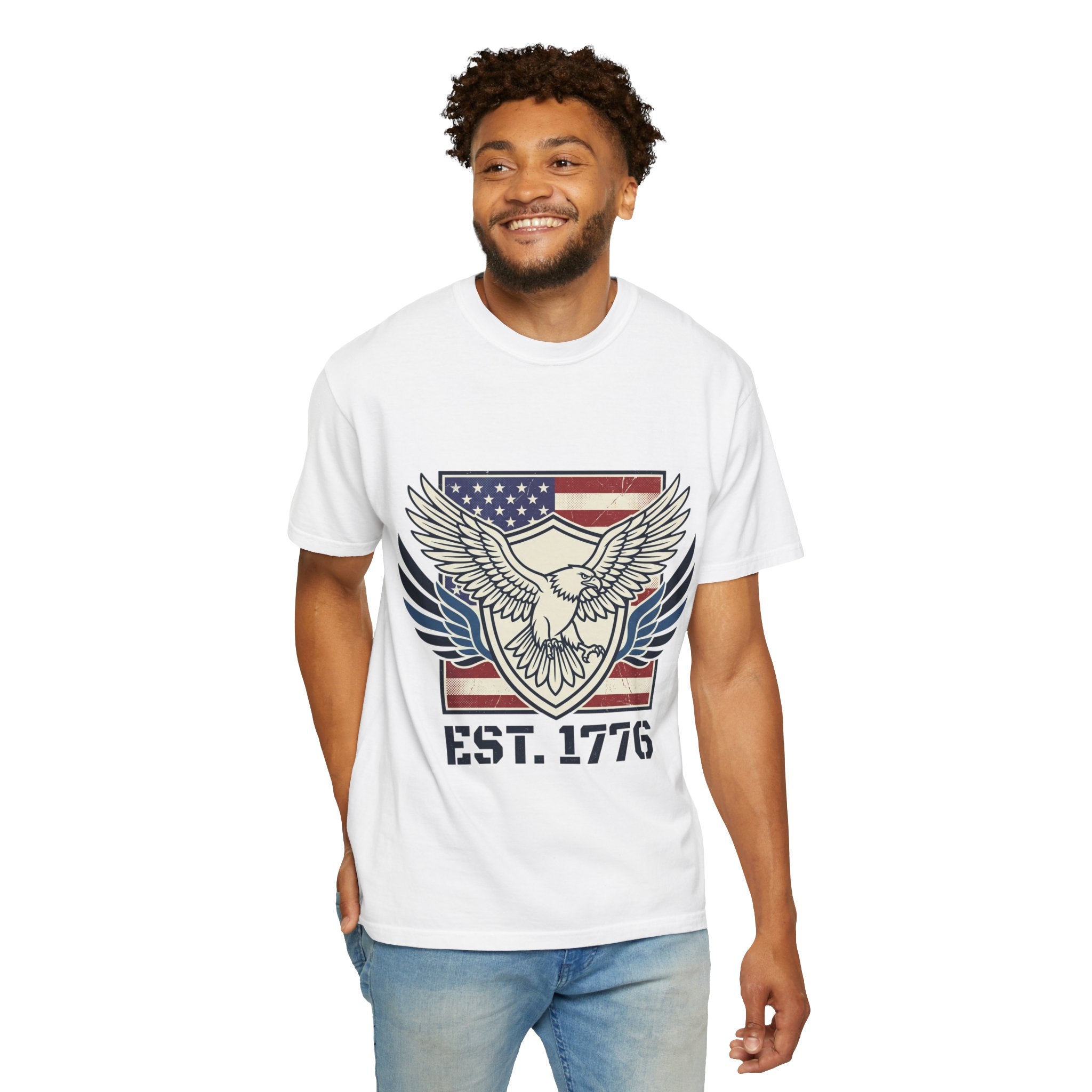 Patriotic Eagle T-Shirt – American Flag "EST. 1776" Vintage Graphic Tee